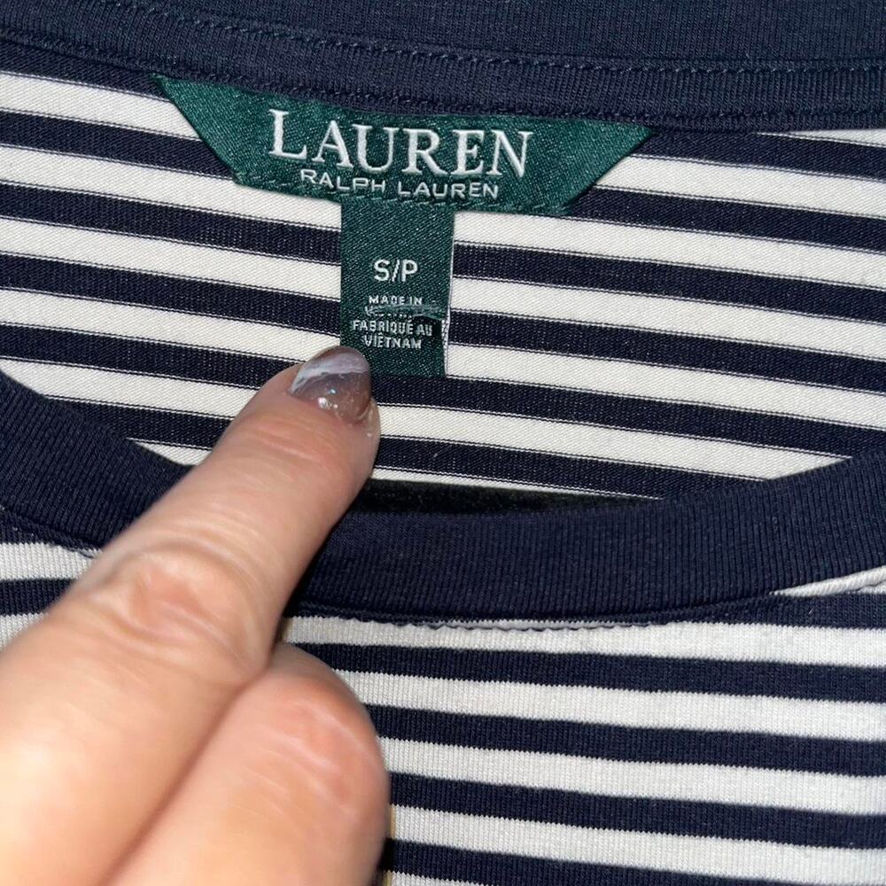 Women’s Lauren Ralph Lauren Striped Puff Sleeve Top Size PS - Picture 4 of 6